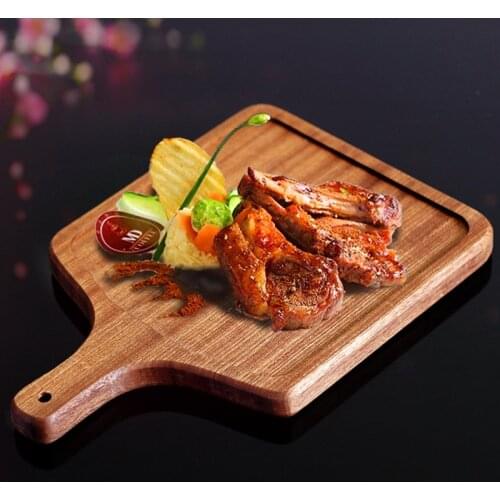 Anti-stick Whole Wood Kitchen Cutting Board Solid Wooden Fruit Bread steak cutting Trays Plate Chopping Board beef steak plate