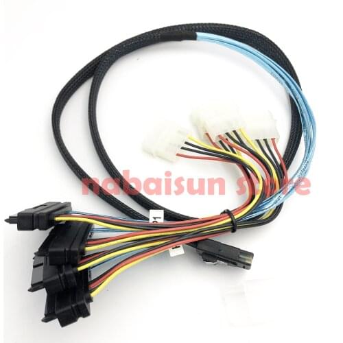 Mini SAS 36-Pin SFF-8087 to 4 SAS 29-Pin SFF-8482 Cable with 4Pin Power Connector core wire for SAS hard drive 1m