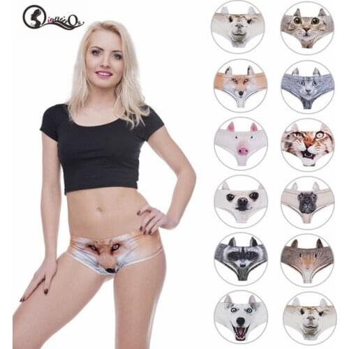Fashion 3D Printing Sexy Underpants Kawaii Pig Cat Ear Panties Wild Animal Woman Briefs Seamless Panties Thongs