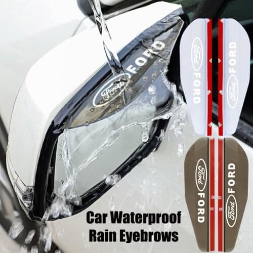 2Pcs Car Waterproof Rain Cover Eyebrow Rear View Mirror Rain Shield Protector For Ford Puma Kuga F-150 Escape Mondeo Ecosport