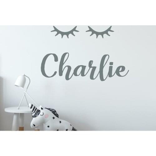 Sleepy Eyes Wall Decal - Wall Decal Baby Name - Unicorn Lashes Wall Decals - Unicorn Name Wall Decor - Girl Custom Name A1-056
