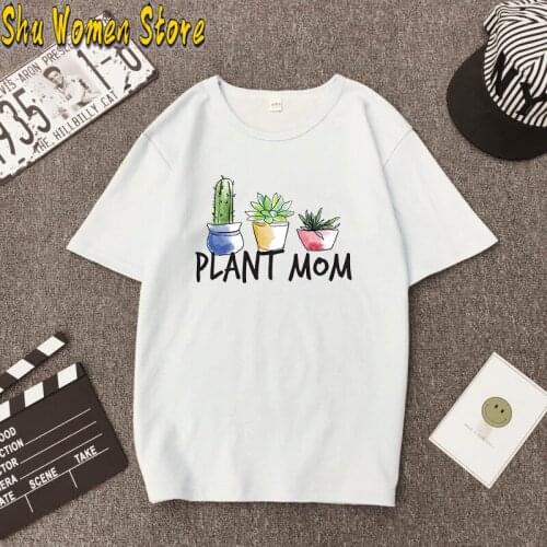 New fashion Women T Shirt Plant Mom Print Funny Femme T-shirt Short Sleeve Loose Summer Tee Top y2k tops graphic tee