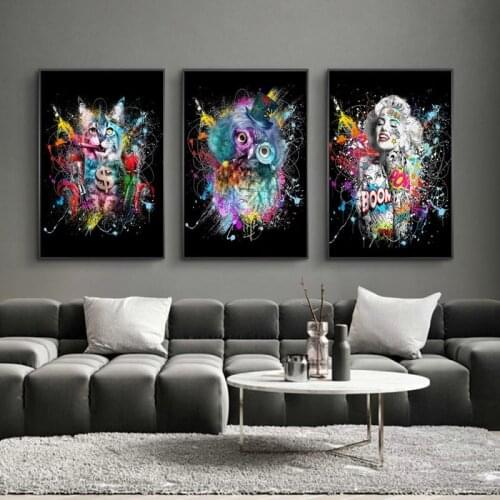 Animal Poster Animal Figure Painting Lip Wall Art Canvas Painting Modern Psychedelic Room Living Room Home Decoration Frameless
