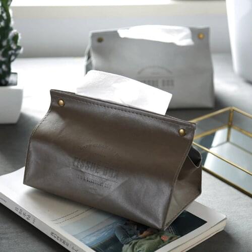 Portable Tissue Box Case Kitchen PU Leather Paper Dispenser Holder Car Paper Container Decoration Nordic Style Office Storage