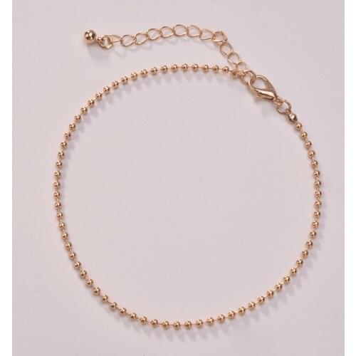 Simple Metal Gold Silver Color Beads Anklets Women Fashion Beach Adjustable Barefoot Chain Anklet Bracelet Jewelry