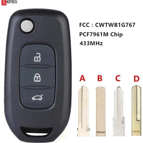 KEYECU for Renault Captur Kadjar Kaptur Logan 2 Megane 3 Symbol for Dacia Duster Remote Key Fob CWTWB1G767 PCF7961M Chip 433MHz