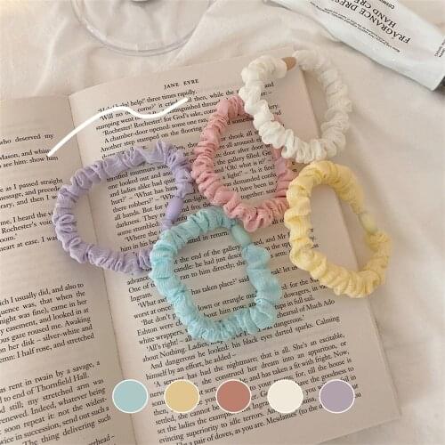 2Pcs Sweet Candy Color Scrunchies Solid Cloth Elastic Hair Bands Fashion Headband Women Girl Ponytail Holder Hair Accessories