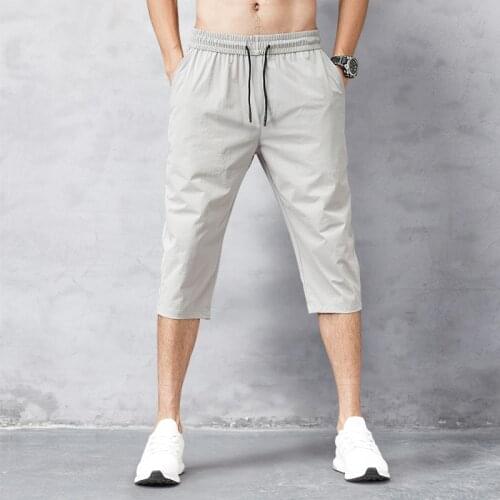 Beach Black Mens Long Shorts Mens Shorts Summer Breeches 2021 Thin Nylon 3/4 Length Trousers Male Bermuda Board Quick Drying