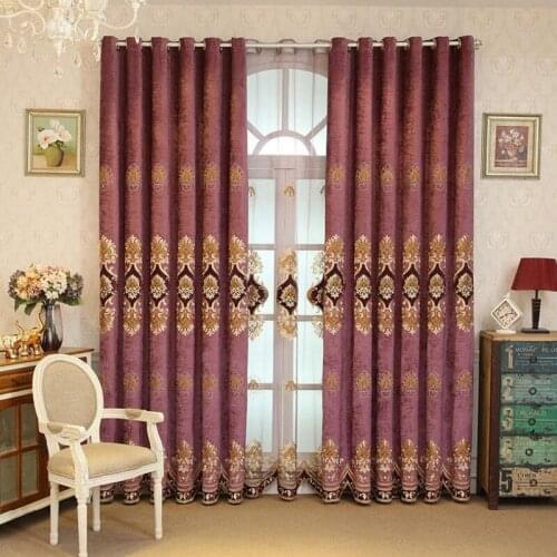 European style Chenille Embroidery Curtain for Living Room Luxury High-end Curtains for Bedroom Embroidery tulle window curtains