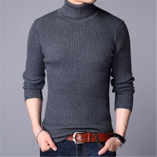 Sweater Men Winter Turtleneck Thick Warm Sweater Brand Mens Sweaters Slim Fit Pullover Men Knitwear Male Double Collar Pullovers