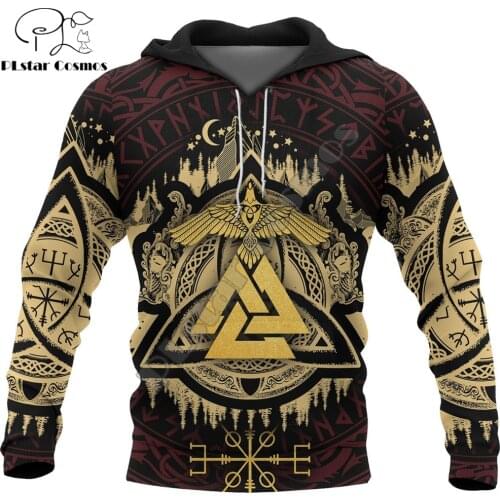 Viking Hoodie Valknut Raven Celtic Vegvisir 3D Printed Mens Zip Up Hoodie Harajuku Streetwear Unisex Casual Jacket Tracksuits