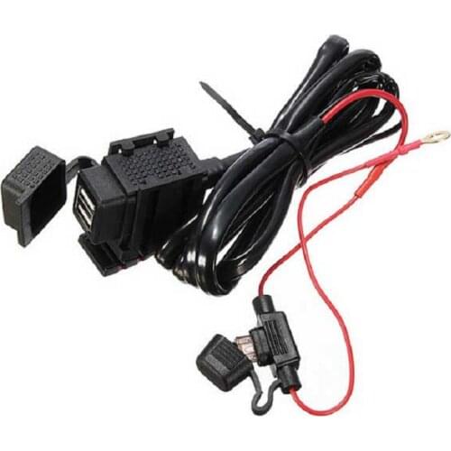 Waterproof Mounted Dual USB Charger 5V 3.1A 180cm Cable Inline Fuse Motorbike ATV Handlebar Charger for All Types of Phones