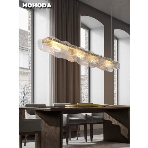 【Water Ripple】Restaurant Chandeliers Lighting for Loft Villa Dining Room Modern LED Glass Hanging Lamp Indoor Light Fixtures