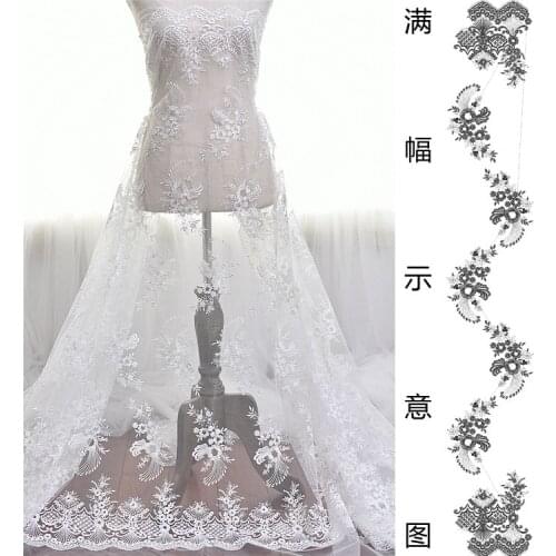 Embroidery Ivory flower lace 5 yards for dress DIY fabric lace