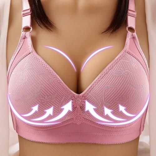 2021 Full Coverage Bra Women Sexy Push Up Wireless Deep-V Gather Bra Cup Thin Underwears Back Buckle Cotton Wire Free Plus Size