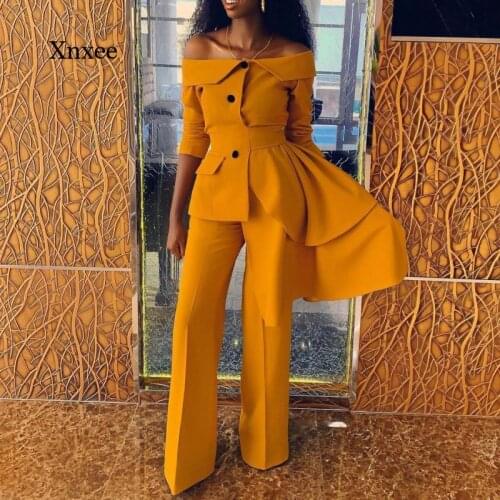 2021 Summer Womens Two-Piece Sexy Elegant Off-The-Shoulder Top Temperament Commuter Suit Trousers Pants Suit
