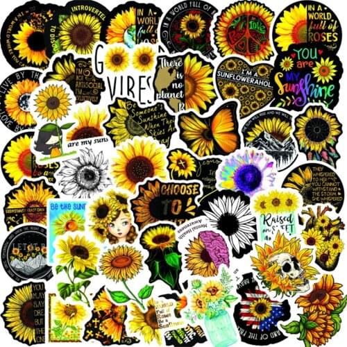 10/30/50 PCS Cartoon Sunflower Diary Guitar Waterproof Graffiti Suitcase Skateboard Toy Decoration Sticker Wholesale