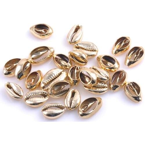 Natural Spiral Shell Charm At Random Gold Plated EdgeJewelry Making Accessories 16-24mm 10pcs TRS0159