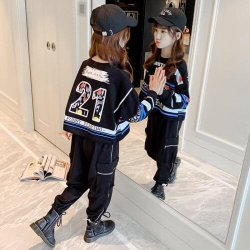 Cool Spring Summer Childrens Clothes Baby Girls Sweatshirts + Pants 2pcs/Set Kids Birthday Teenage Girl Clothing High Quality