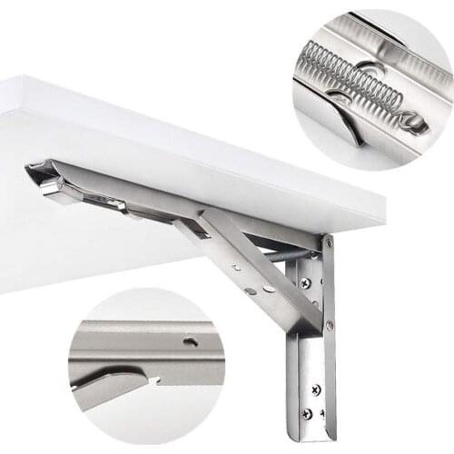 2PCS Wall Mounted Bracket Bearing Shelf DIY Folding Angle Adjustable Home Durable Stainless Steel Table