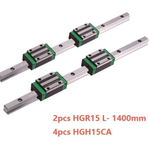 2pcs China made HGR15 L- 1400mm linear guide/rail + 4pcs HGH15CA linear narrow blocks for CNC router parts