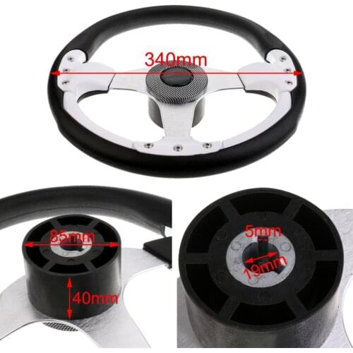 340mm Boat Steering Wheel Chrome 3 Spoke Marine Steering Wheel 3/4" Tapered Shaft For Yacht Speedboat Boat Accessories Marine