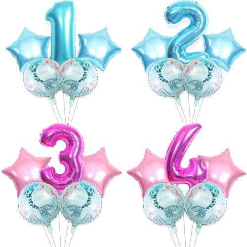 5pcs Ocean world Set Fish Balloon Birthday Party decoration numbers star Helium Balloons Baby Shower decor Balls Kids Toy Globos