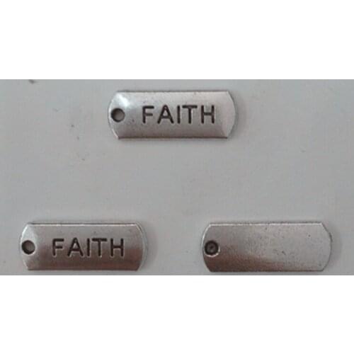 50pcs 8*21mm Faith Charm Antique Silver Tone Gym Sports Charms For Fitness Jewelry Making