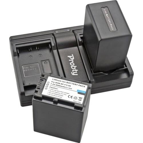 2Pcs NP-FV100 NP FV100 Battery + Dual Charger For Sony DCR-SR15 SR21 SR68 SR88 SX15 SX21 SX44 SX45 SX63 SX65 SX83 SX85 HDR-CX105