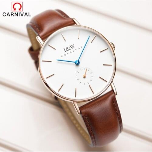 Carnival watches mens quartz watch 2019 new ultra-thin fashion trend waterproof student leather casual mens watch