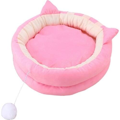 Double-layer cat ear pet nest autumn and winter kennel cat nest removable and washable pet supplies round mat