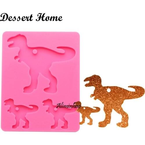 DY0101 DIY dinosaur mother baby epoxy resin molds microphone silicone mold for keychains Jewelry Making Tools