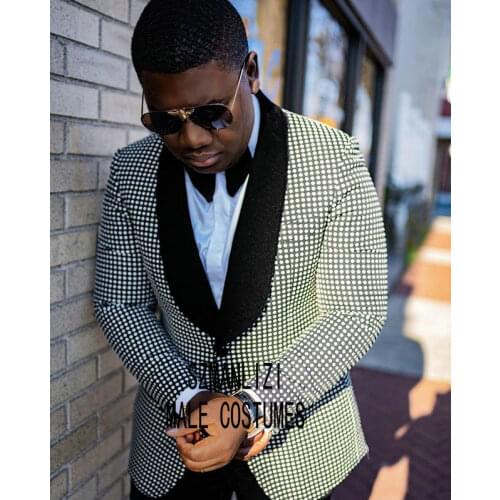 2019 Costume Homme Black Velvet Lapel Dots Wedding Suit With Pants Tuxedo Groom Wedding Party Suits For Men Bridegroom Groomsmen