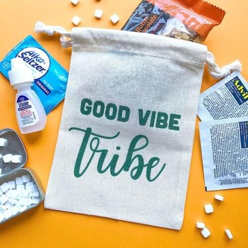 GOOD VIBE TRIBE personalized bridal party survival Kit bags Bachelorette favor Bag wedding gift bag welcome bags hungovers bag
