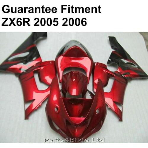 Bodywork kit for Kawasaki fairings ZX6R 05 06 wine red black Ninja ZX 6R 636 2005 2006 fairing kit YY60