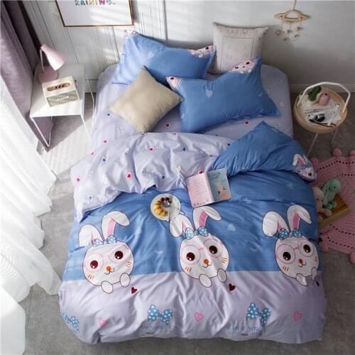 Cutie Bonny Bedding Set Blue Duvet Cover Set full of heart Pillowcase Home Textiles 2/3pcs Bed Linen King Queen Size Dropship