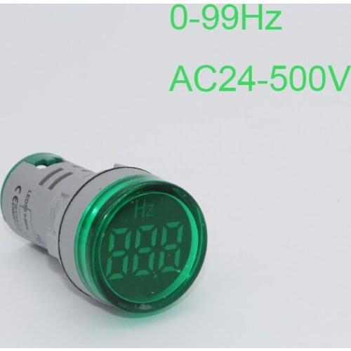 Red,Yellow,Blue,Green,White AC24-500V 0-99Hz Digital Hz indicator 22mm Diameter Frequency meter