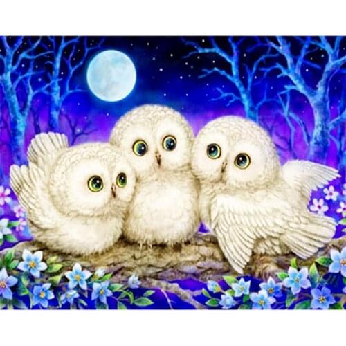 Full Square/Round drill 5D DIY Diamond Embroidery three cute owl Diamond Painting Cross Stitch Rhinestone Mosaic decoration