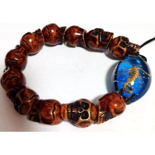 Mens Bracelet New Retro Skull Real Scorpion Fashion Personality Punk Skull Motorcycle Domineering Gift Jewelry