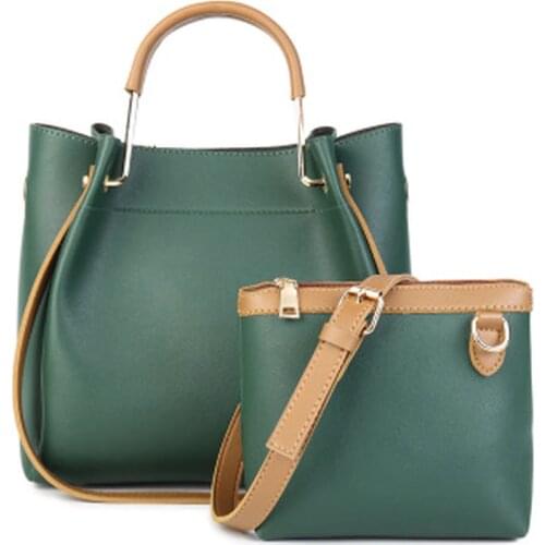 Vintage Solid Color Women Handbag Set Simple High Quality Ladies Shoulder Bags Set Green Red Black Composite Hand Bags