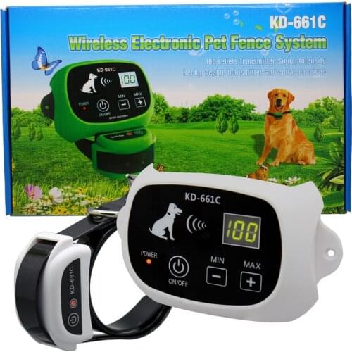 Wholesale KD-661C Waterproof Rechargeable Wireless Electronic Pet Fence System with Rechargeable Transmitter and Receiver Collar
