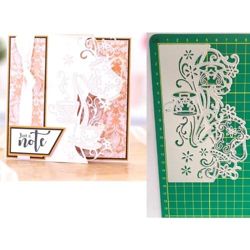 Cutting Dies Teapot Teacup Pour Water Lace DIY Mold Paper Metal Craft Dies for Card Making Cut Dies 2021 Embossing New Molds