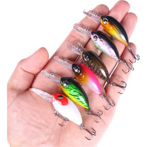 6pcs 6cm 5g Mini Crankbait Fishing Lure Topwater Artificial Japan Hard Bait Minnow Swimbait Trout Bass Carp Fishing 0.3-2m