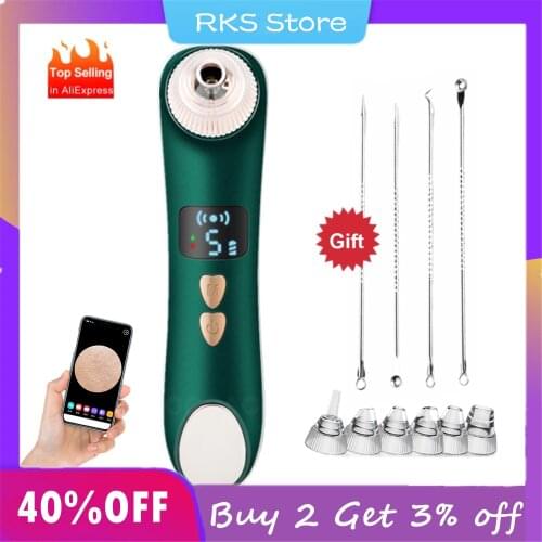 Blackhead Remover Vacuum Set Visible Pore Cleaner HD Camera Hot Compress Facial Cleansing Comedone Acne Extractor Beauty Device