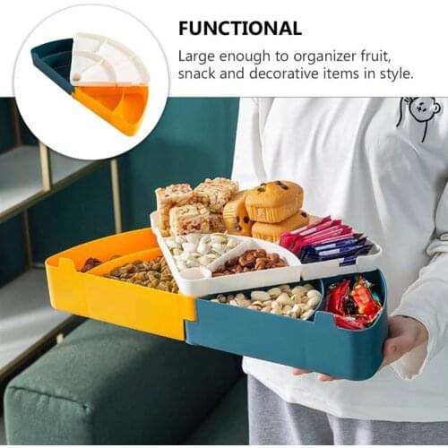 Rotation 2-Layer Candy Box Nut Case Snack Storage Box Container Dessert Tray Fruit Plate Wedding Home Desktop Organizer