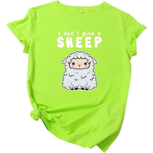 MK Ladies Summer Cartoon Sheep Tops T-Shirts Fashion Women White Bottoming Tshirt Hot Sale Casual Female Gift Short Sleeve Tees