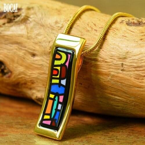 2020 new Village series, female cloisonne pendant small S enamel pendant necklace woman pendant with chain