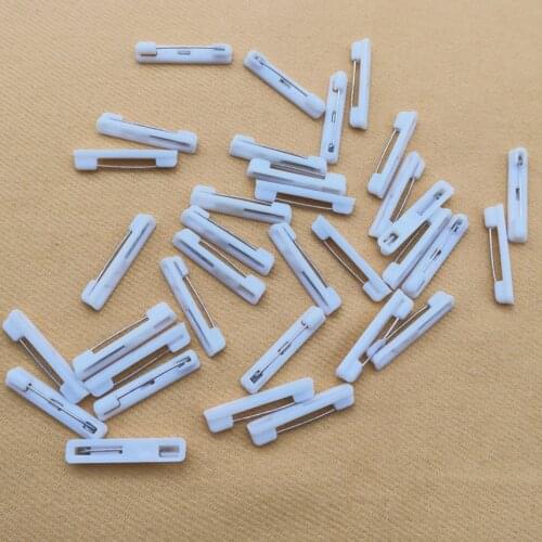 10 Piece 31mm White plastic Safety Lock Back bar Pin DIY brooch base, Dual Brooch Back With Safety Pin use for hair jewelry