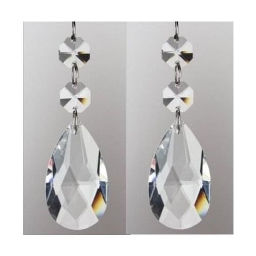 10pcs/lot transparent glass crystal octagon bead garland with pendant for wedding centerpiece cake tray lighting hangings