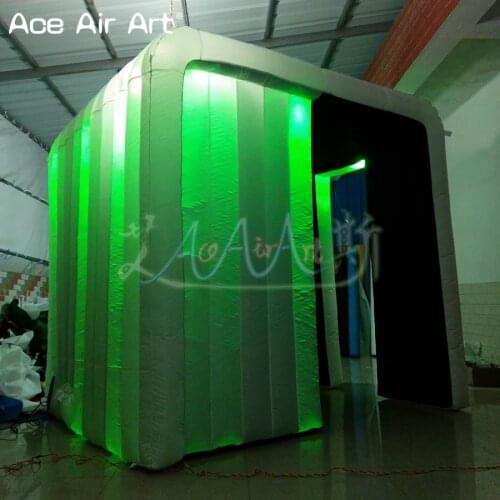 2.4x2.1x2.2 durable brighter Inflatable Photo Booth Cube,photo Cabinet with Colorful Led spotlights for France Made In China